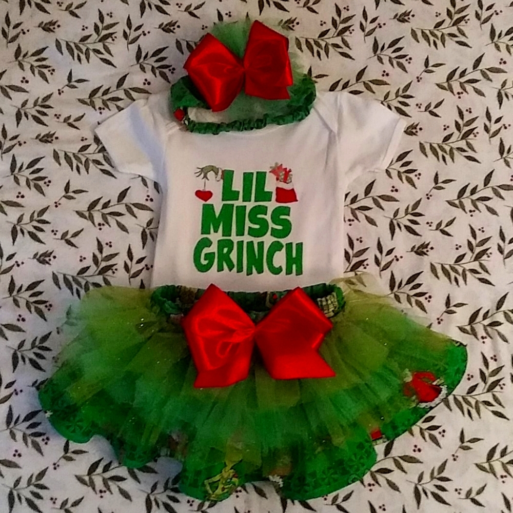 Lil Miss Grinch holiday 3 piece set
